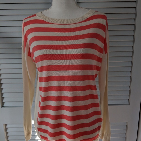 Talbots Coral and Cream Color Striped Sweater - Picture 7 of 7